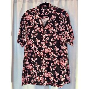Forever 21 Mens Casual Button down Cherry Blossom Asian Japan Print size XL